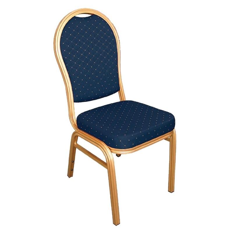 Juego de 4 sillas de banquete respaldo arqueado tapizado estampado azul apilables Bolero U526
