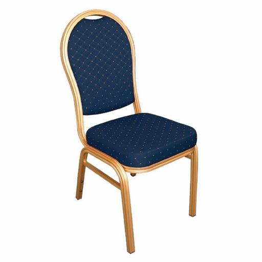 Juego de 4 sillas de banquete respaldo arqueado tapizado estampado azul apilables Bolero U526 [0]