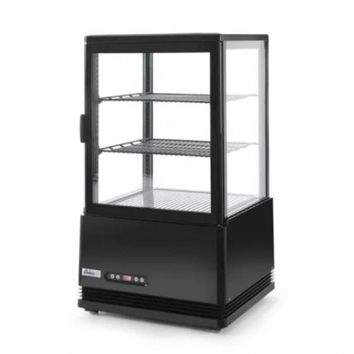 Vitrina expositora negra 4 caras de cristal 58L Arktic Hendi