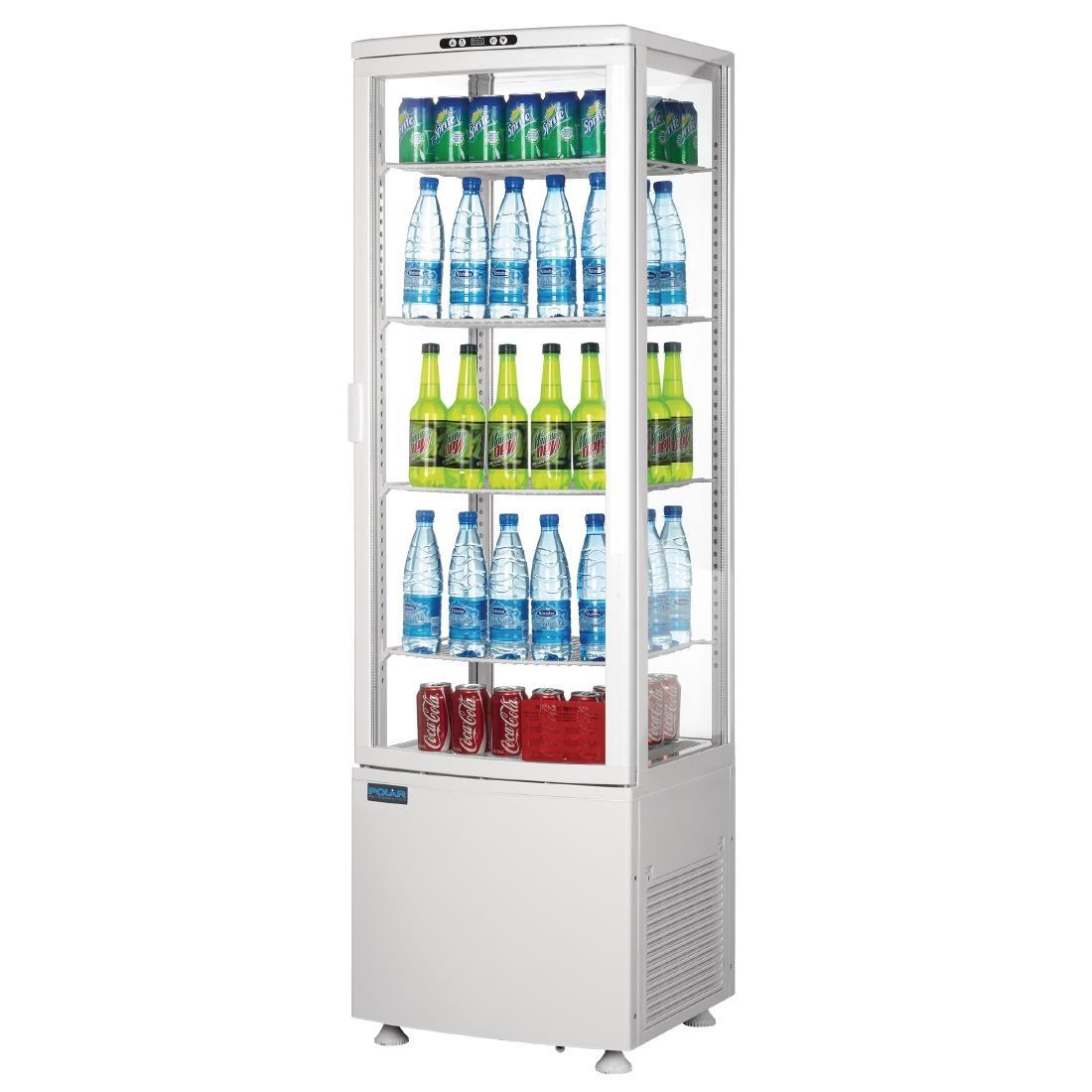 Vitrina expositora de 4 caras de cristal refrigerada de 235L de capacidad