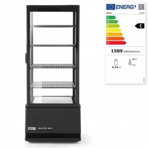 Vitrina expositora refrigerada negra 4 caras de cristal 98L Arktic Hendi [1]