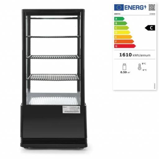 Vitrina expositora refrigerada negra 4 caras de cristal 78L Arktic Hendi [1]