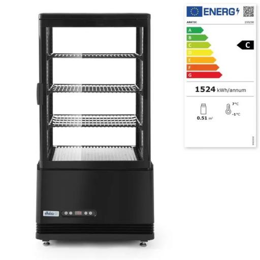 Vitrina expositora refrigerada negra 4 caras de cristal 68L Arktic Hendi [1]