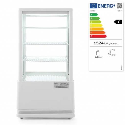 Vitrina expositora refrigerada blanca 4 caras de cristal 68L Arktic Hendi [4]