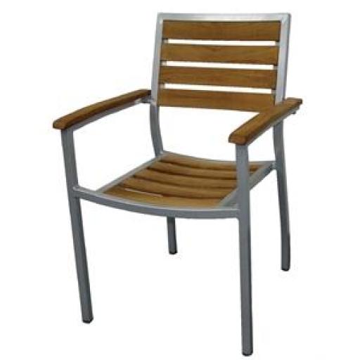 Juego de 4 sillas de exterior en teca y aluminio apilables Bolero Y820 [0]