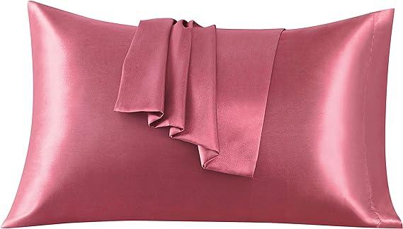 Sueños de Satén Funda Almohada Satén Color Rosa Palo Medidas 150X45cm en  Punto Curly