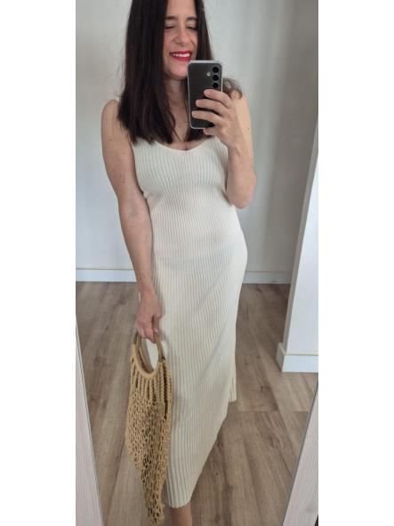 Vestido Canalé Beige