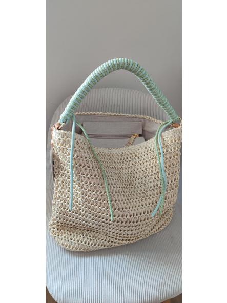 Bolso Rafia Asa Turquesa 