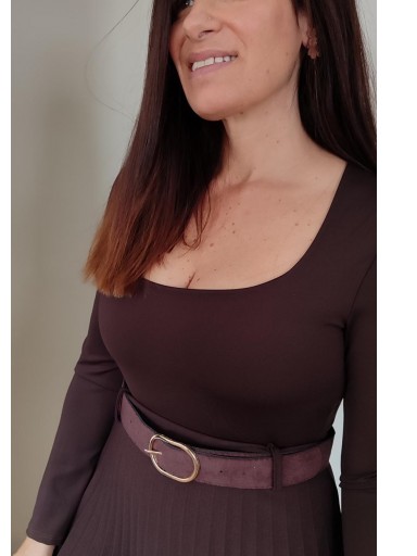 Camiseta Escote Cuadrado Marrón