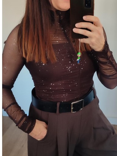 Top Marrón Transparencia