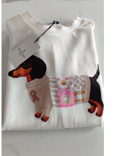 Camiseta Perrito Ribete Beige 