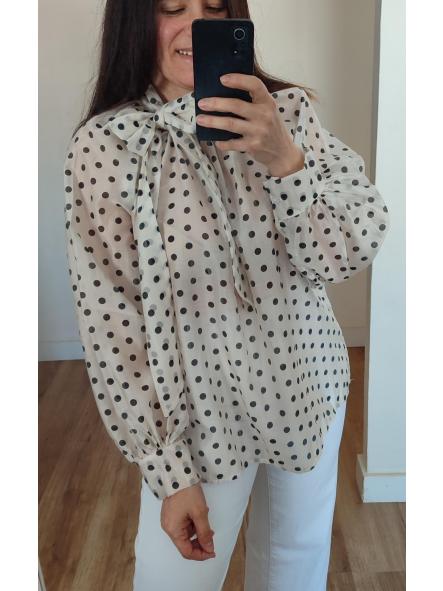 Camisa Lunares Blanca Lazo [1]