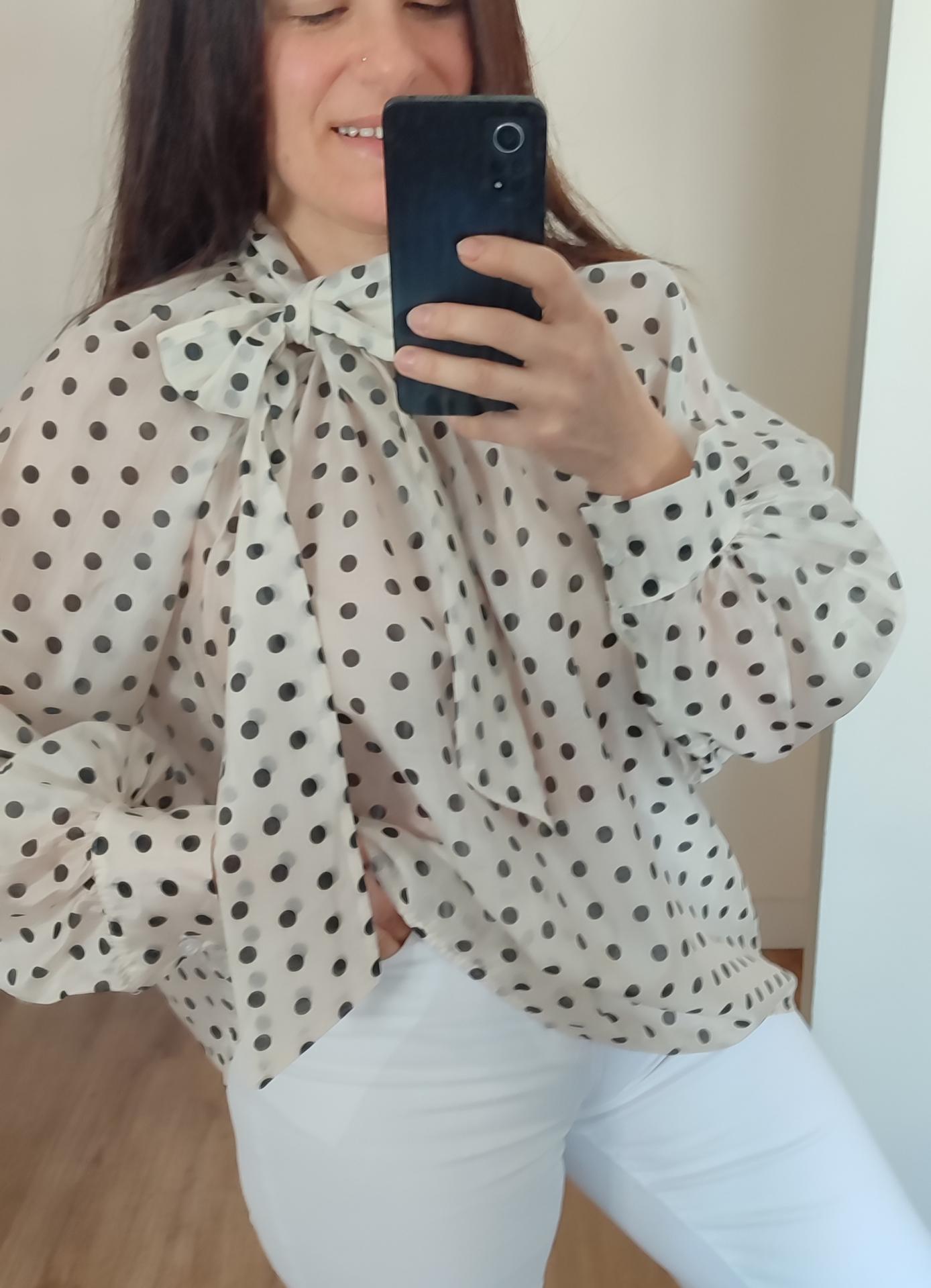 Camisa Lunares Blanca Lazo