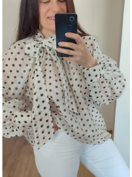 Camisa Lunares Blanca Lazo