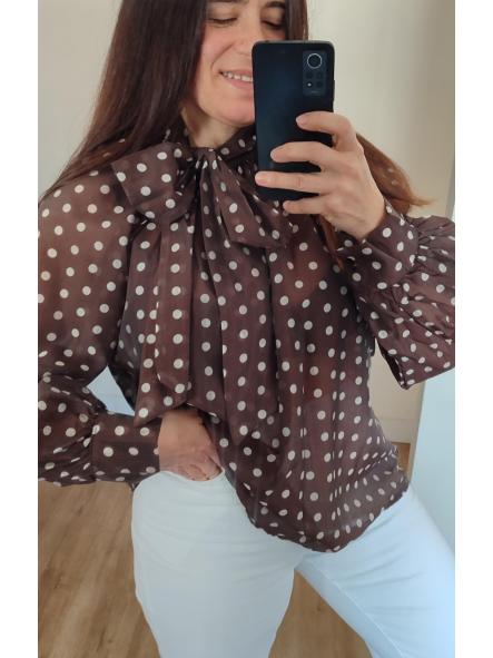 Camisa Lunares Lazo Marrón