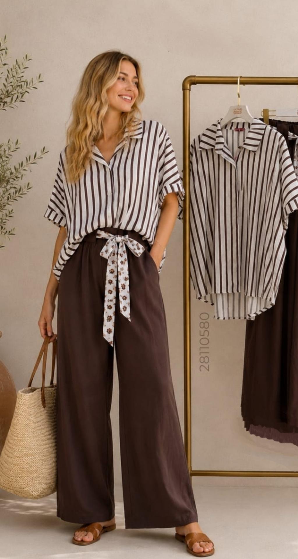 Camisa Rayas Marrón