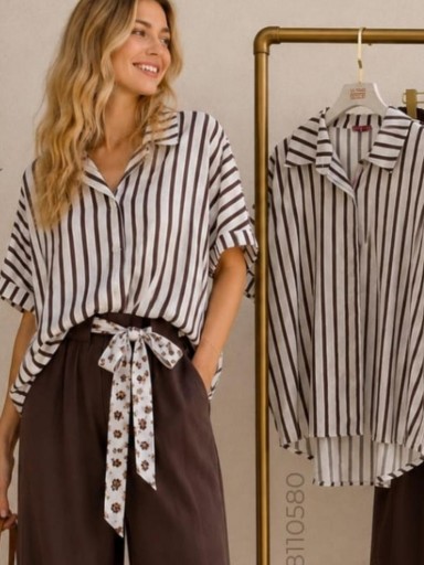 Camisa Rayas Marrón  [0]