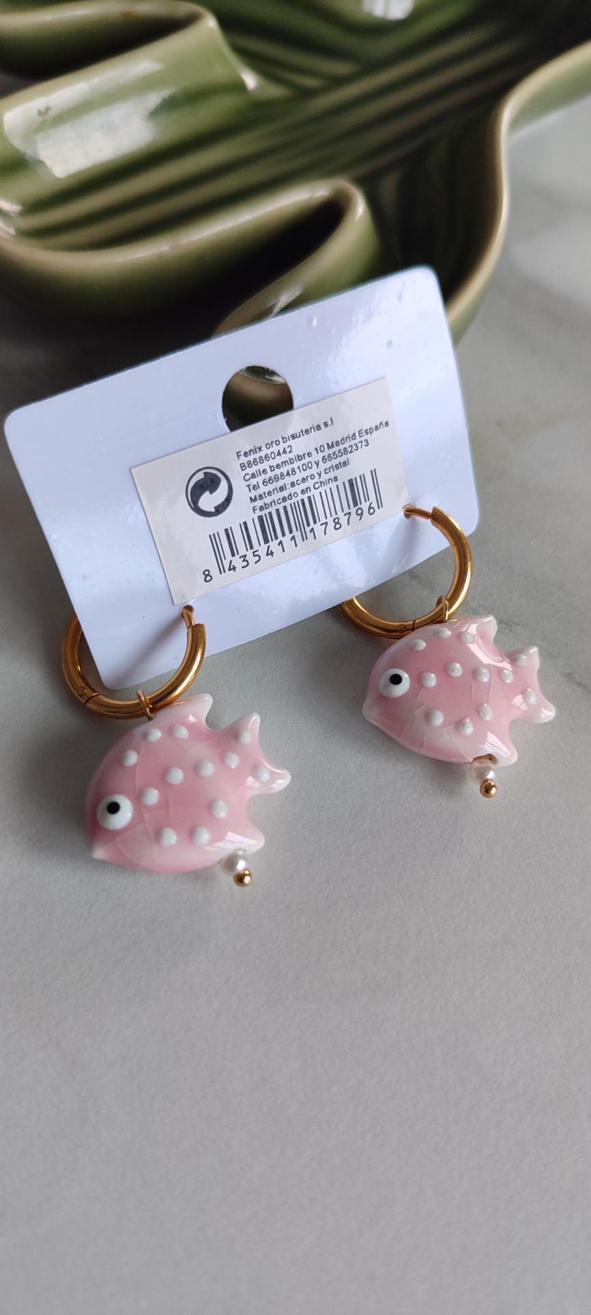 Pendientes Pez Rosa