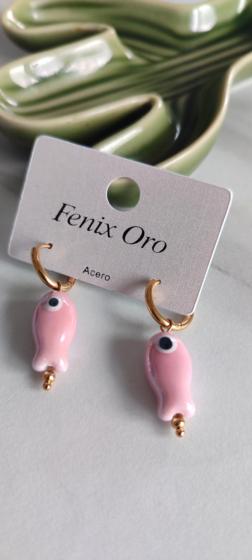 Pendientes Pez Rosa