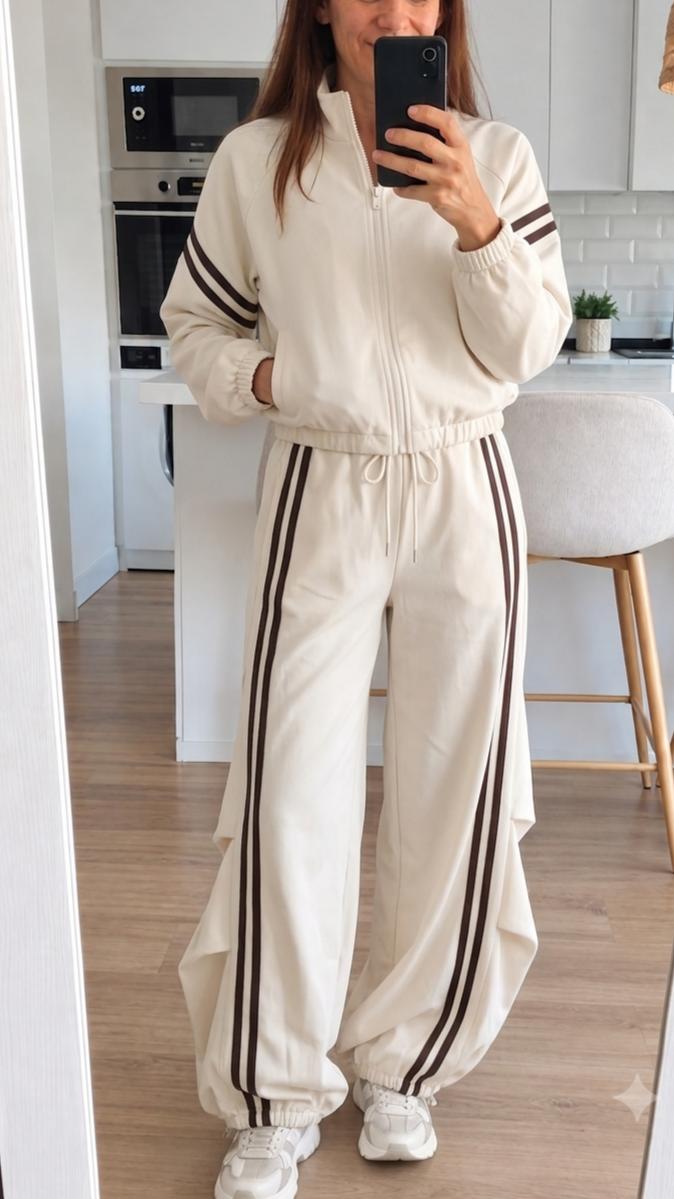 Conjunto Rayas Beige