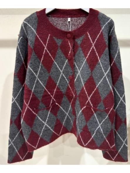 Cárdigan Rombos Burdeos 