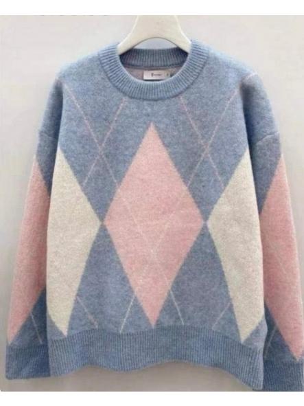 Jersey Rombos Azul Rosa  [0]