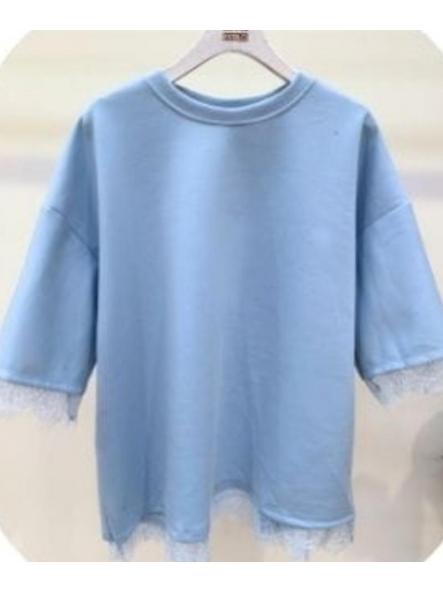 Camiseta Encaje Azul