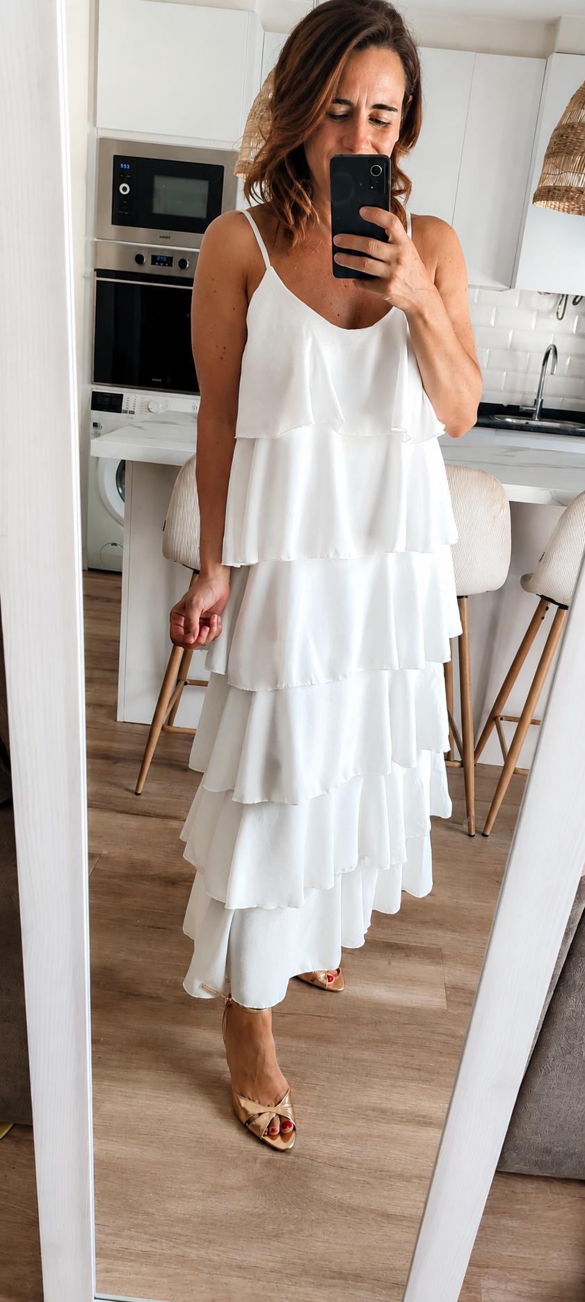 Vestido Volantes Blanco