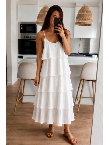 Vestido Volantes Blanco