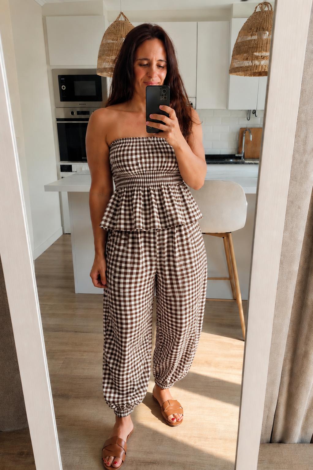 Conjunto Vichy Marrón