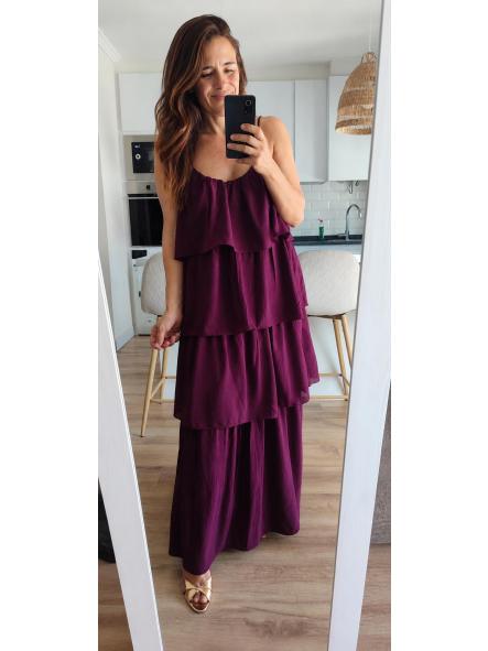 Vestido Capas Burdeos