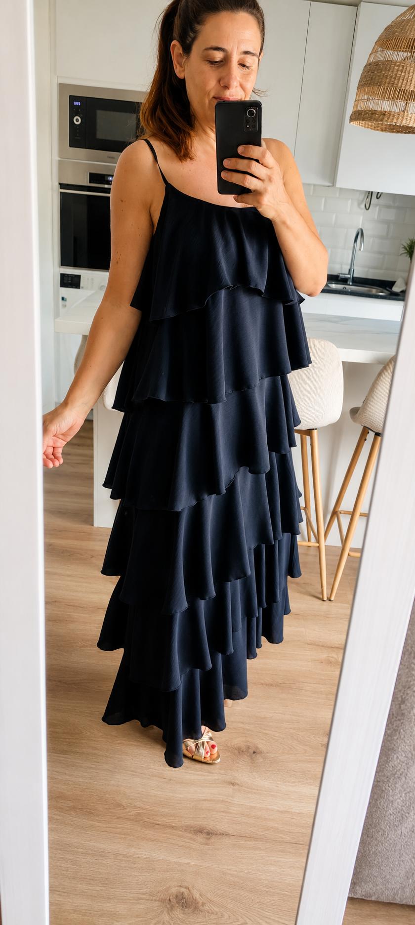 Vestido Volantes Negro