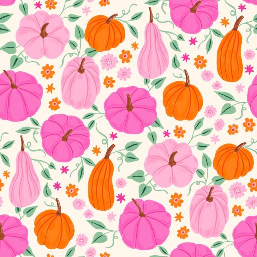 HALLOWEEN CALABAZAS ROSA BLANCO   ( EN 10 TEJIDOS  DISTINTOS ) 