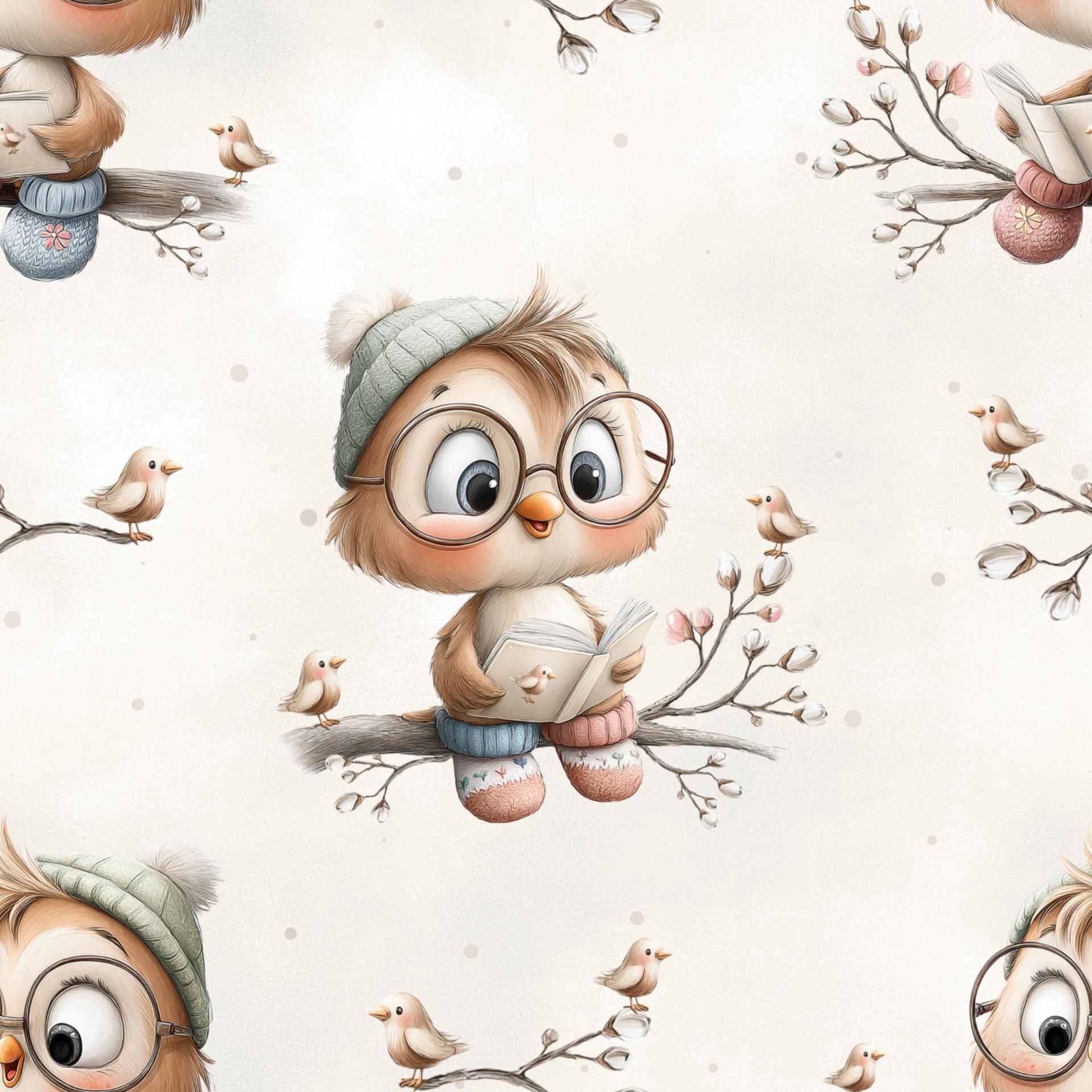 DISEÑO EXCLUSIVO BÚHO LECTOR ( EN 10 TEJIDOS DISTINTOS )