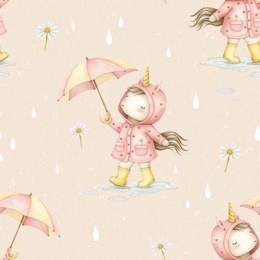 UNICORNIO PARAGUAS ROSA ( EN 10 TEJIDOS DISTINTOS )