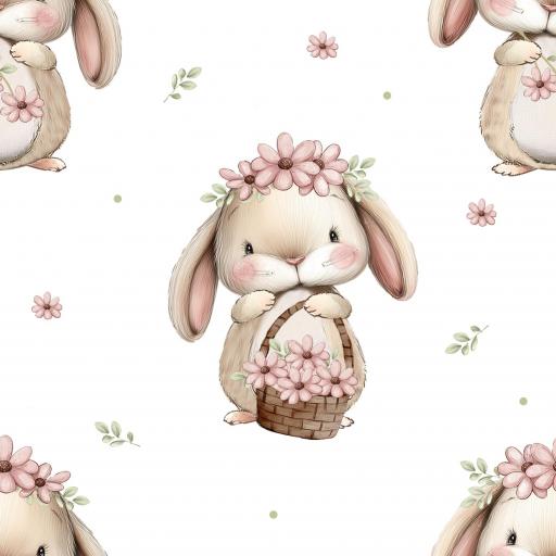 CONEJITA CON CESTA DE FLORES  DISEÑO EXCLUSIVO  ( EN 10 TEJIDOS DISTINTOS ) [0]