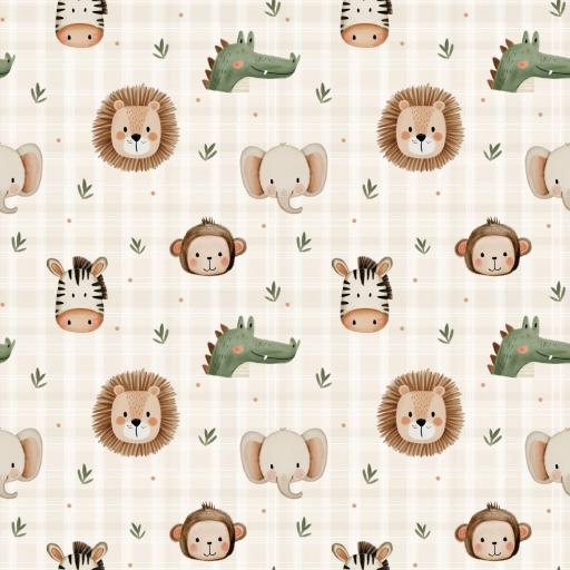 CABEZAS ANIMALES SAFARI VICHY BEIG     ( EN 10 TEJIDOS DISTINTOS ) 