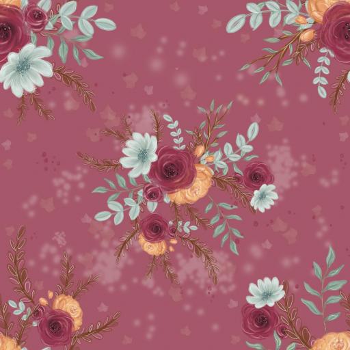 OTOÑO FLORAL MAGENTA    ( EN 10 TEJIDOS DISTINTOS )