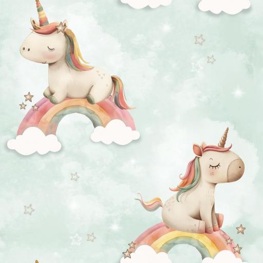 UNICORNIOS VERDE AGUA  ( EN 10 TEJIDOS DISTINTOS )  [0]