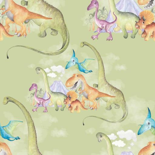 DINOSAURIOS INFANTILES VERDE ( EN 10 TEJIDOS DISTINTOS )