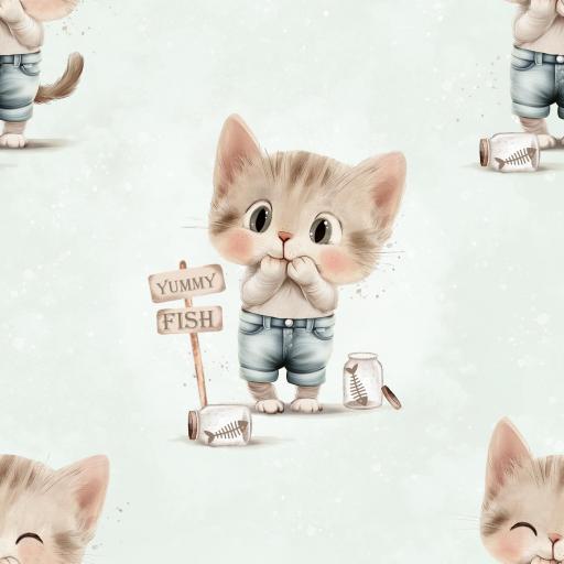 LINDO GATITO ( EN 10 TEJIDOS DISTINTOS )