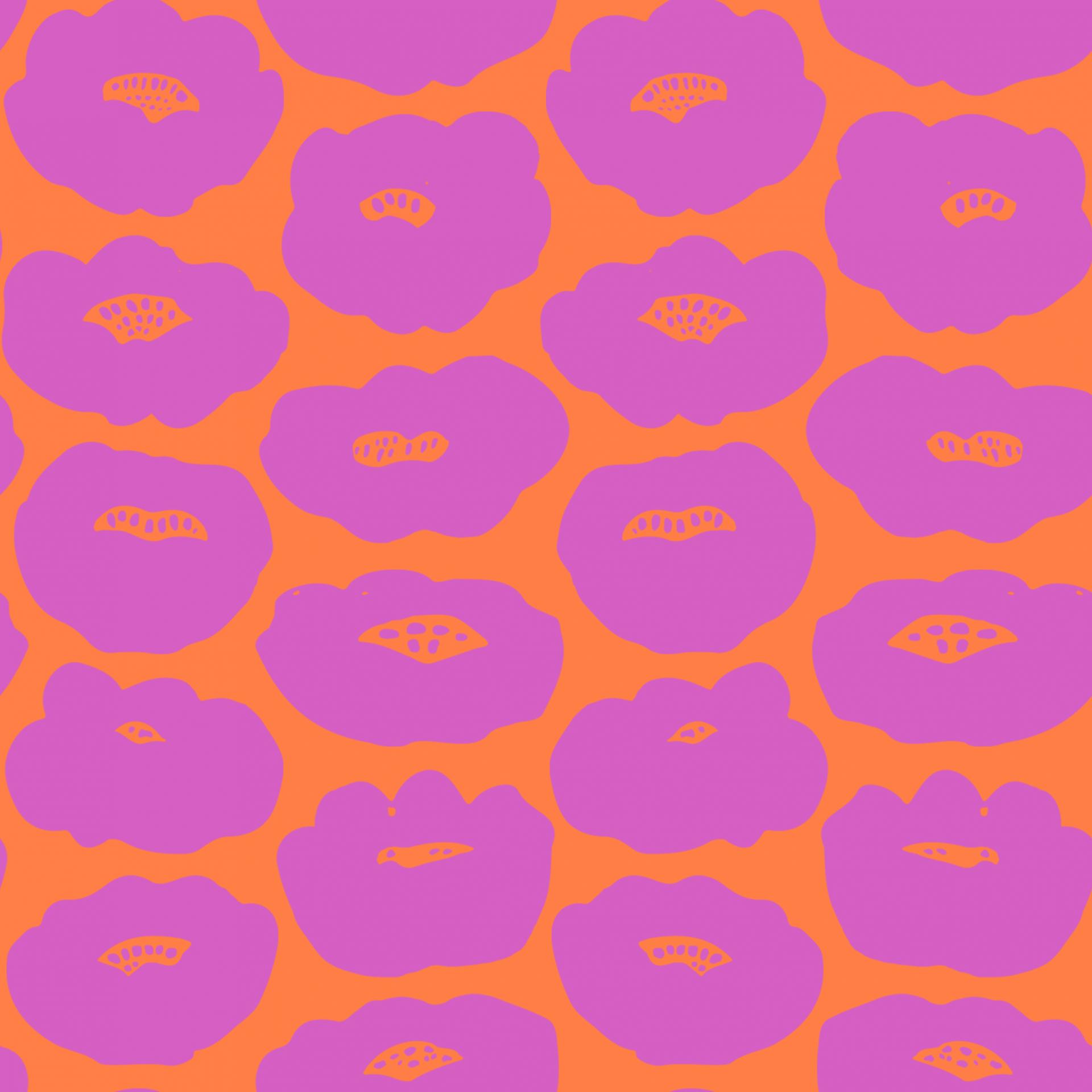 AMAPOLAS ABSTRACTO ROSA/MANDARINA PREPPY ( EN 10 TEJIDOS DISTINTOS )