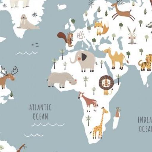MAPA DEL MUNDO  ANIMALES AZUL    ( EN 10 DISTINTOS ) 