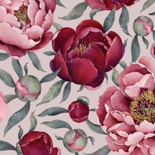 PEONÍAS ROSA     ( EN 10 TEJIJDOS DISTINTOS ) 
