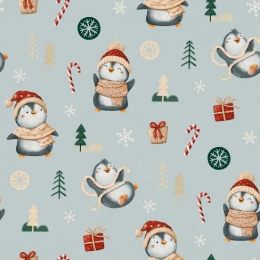PINGÜINOS NAVIDAD AZUL VIEJO    ( EN 10 TEJIDOS DISTINTOS )  [0]