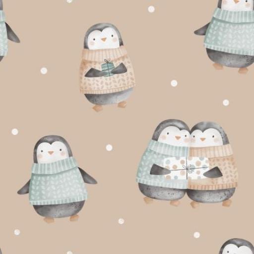 PINGÜINOS BEIG TOSTADO ( EN 10 TEJIDOS DISTINTOS )