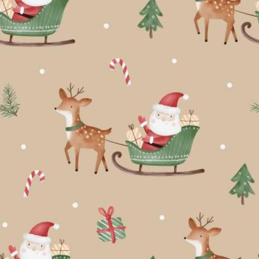 PAPA NOEL EN TRINEO CAMEL  ( EN 10 TEJIDOS DISTINTOS )