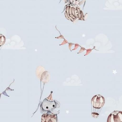 ANIMALITOS DE CIRCO AZUL BEBÉ     ( EN 10 TEJIDOS DISTINTOS )