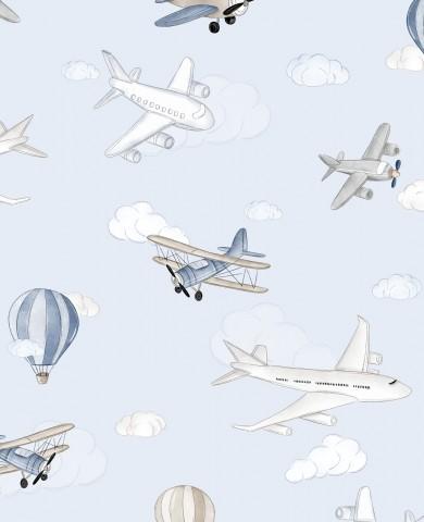 AVIONES EN EL CIELO AZUL ( EN 10 TEJIDOS DISTINTOS )