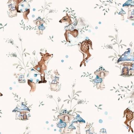 BOSQUE MÁGICO RETRO BLANCO ROTO/AZUL      ( EN 10 TEJIDOS DISTINTOS )
